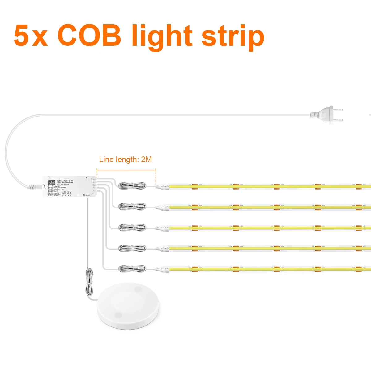 COB LED Cabinet Light Strip – Dimmable Under Cabinet Lighting Kit