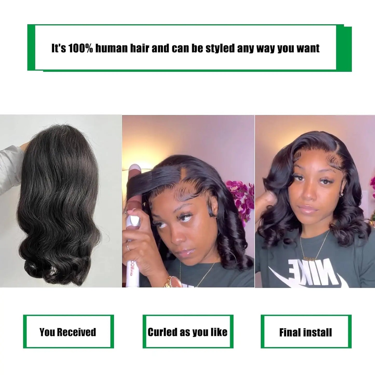 Body Wave Lace Front Wig Short Bob 250% Density Human Hair Glueless