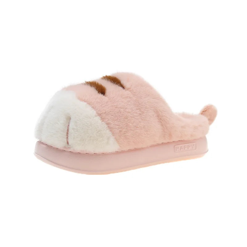 Fluffy Cat Claw Slippers for Women - Warm Non-Slip Furry House Slides