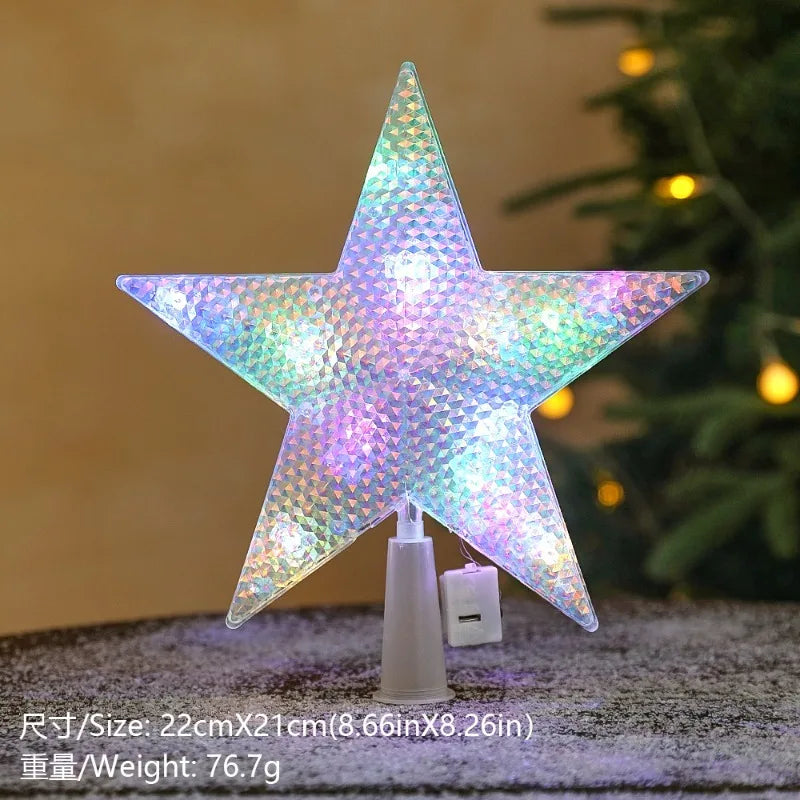 LED Moon & Star Christmas Tree Topper Light – Warm White Glow