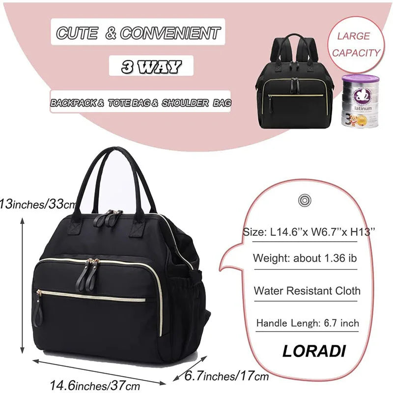 Diaper Bag Backpack Large Capacity Cotton Maternity Tote