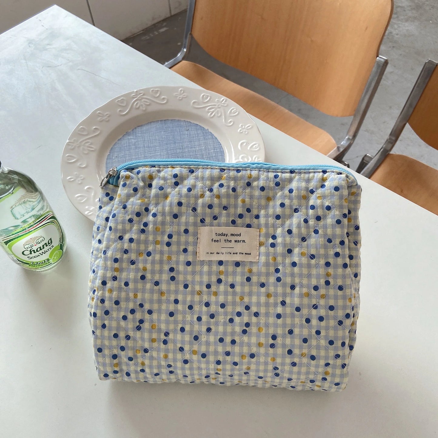 Cartoon Print Quilted Baby Diaper Bag – Zipper Handbag for Travel