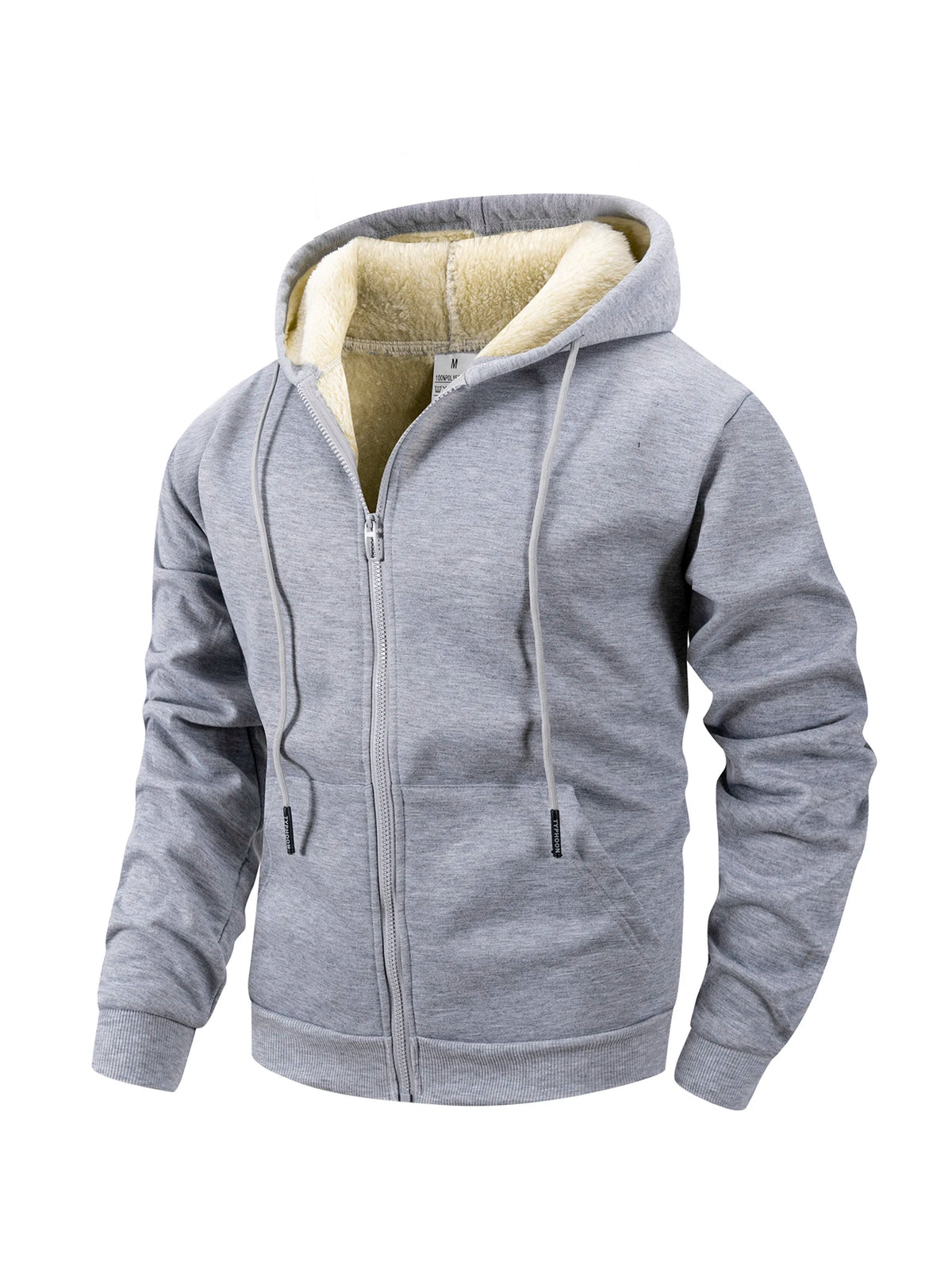 Men's Sherpa-Lined Zip-Up Hoodie Jacket – Heavyweight Winter Coat