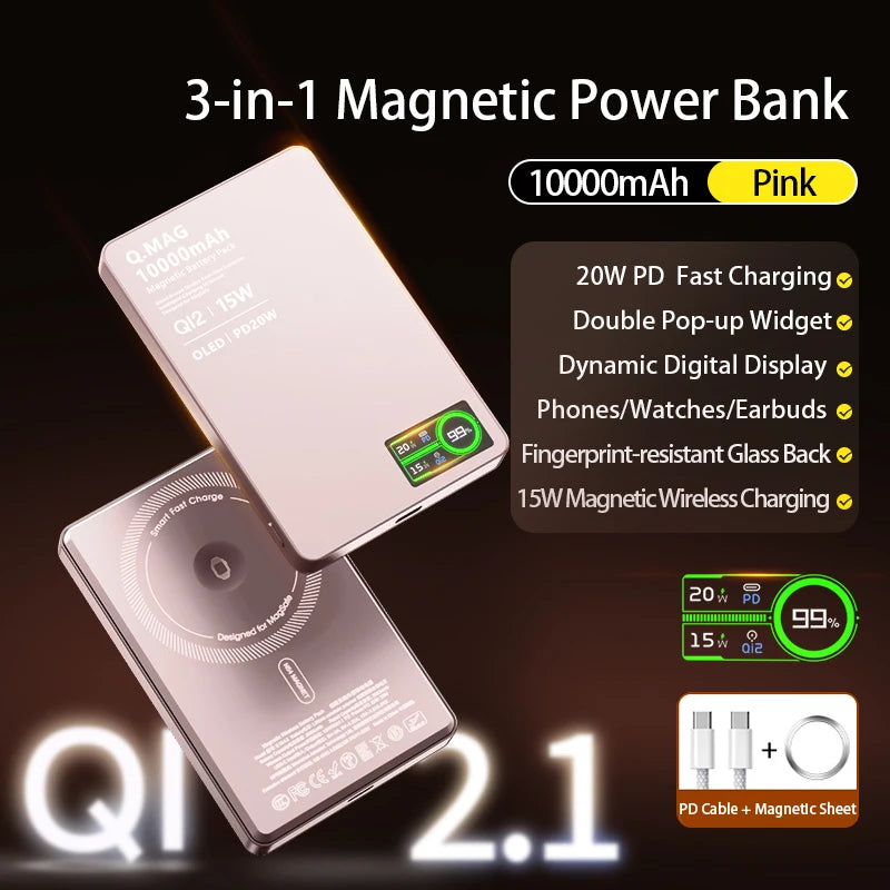 3-in-1 Magnetic Power Bank with Wireless Charging | 5000mAh & 10000mAh