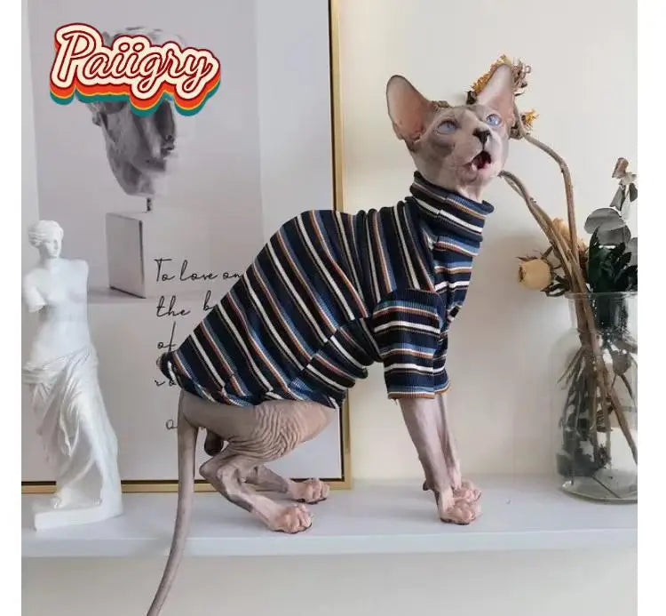 Hairless Cat Shirt – Retro Animal Print Short Sleeve Vest