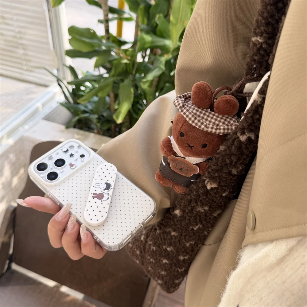 Cute Checkered Rabbit Leather iPhone Case