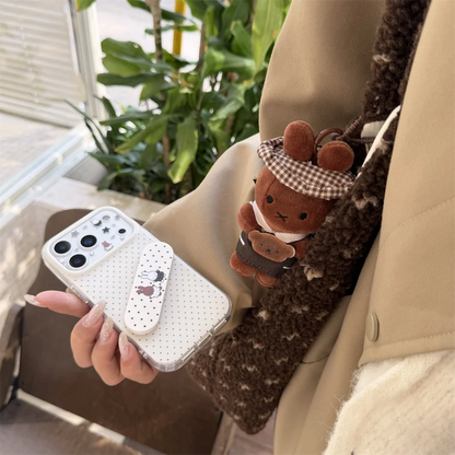 Cute Checkered Rabbit Leather iPhone Case