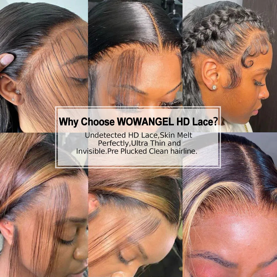 13x6 HD Lace Front Human Hair Wig – Straight, 180%–250% Density, 24–34 Inch