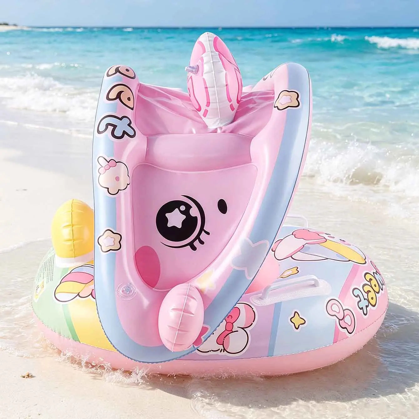 Inflatable Baby Pool Float Seat with Canopy & Handles