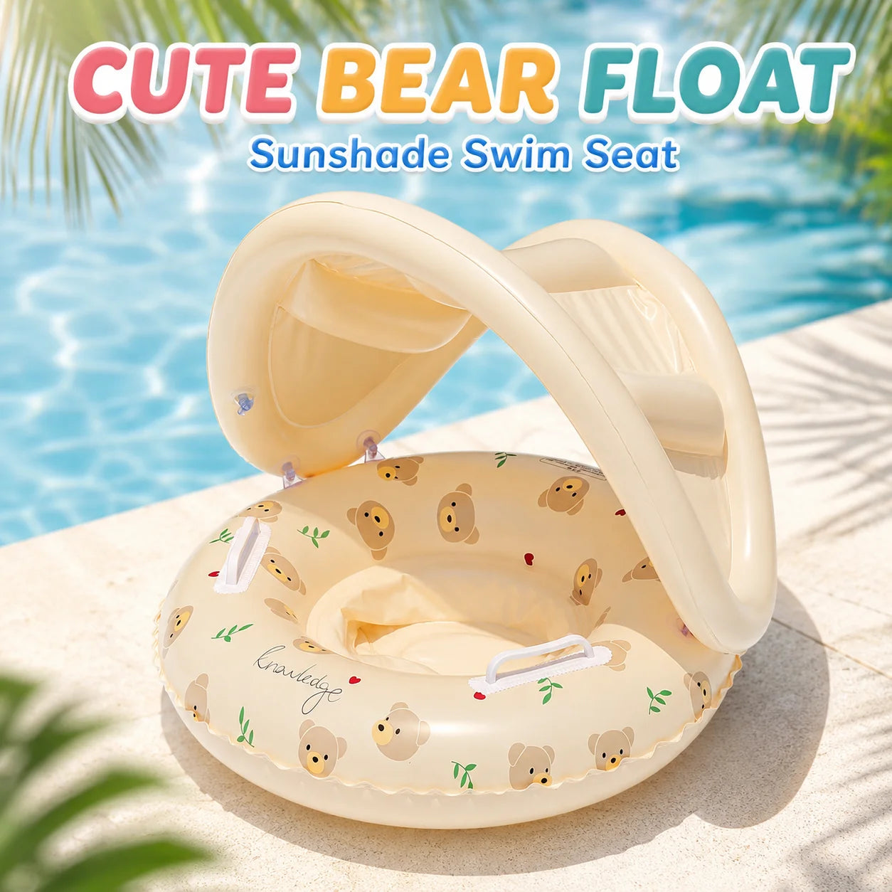 Baby Swim Ring with Detachable Sun Canopy – Infant Pool Float
