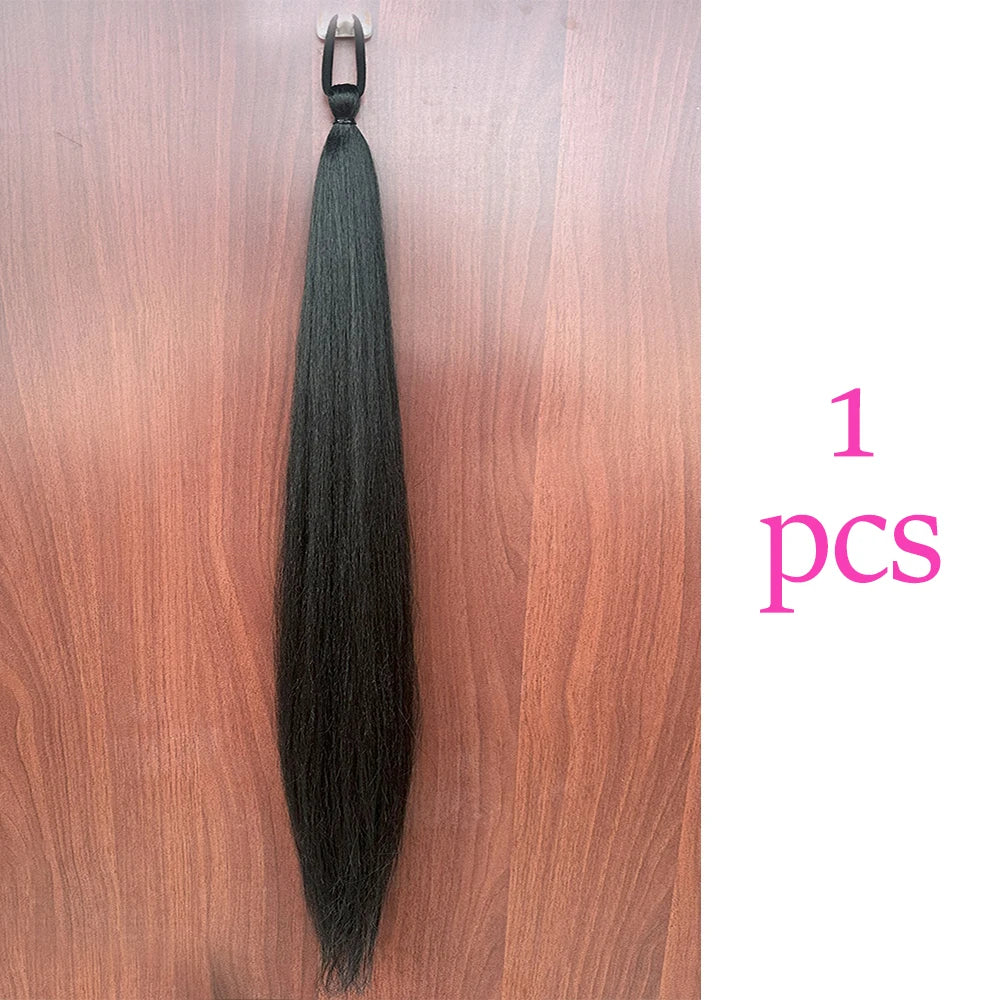 28-Inch Synthetic Straight Ponytail – DIY Braided Hair Extension