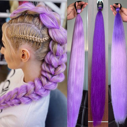 28-Inch Synthetic Straight Ponytail – DIY Braided Hair Extension