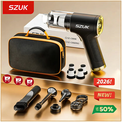 SZUK Cordless Mini Vacuum Cleaner – 78000Pa Handheld Car Vacuum with Accessories