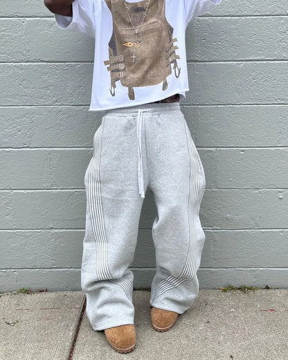 Striped Jogger Pants – Unisex Loose Straight Leg Sweatpants