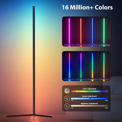RGB Corner Floor Lamp – Music Sync, 16M Colors, Modern LED