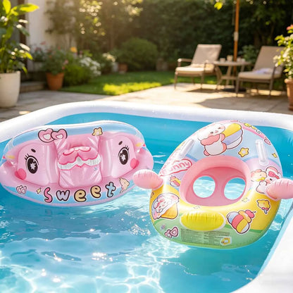 Inflatable Baby Pool Float Seat with Canopy & Handles