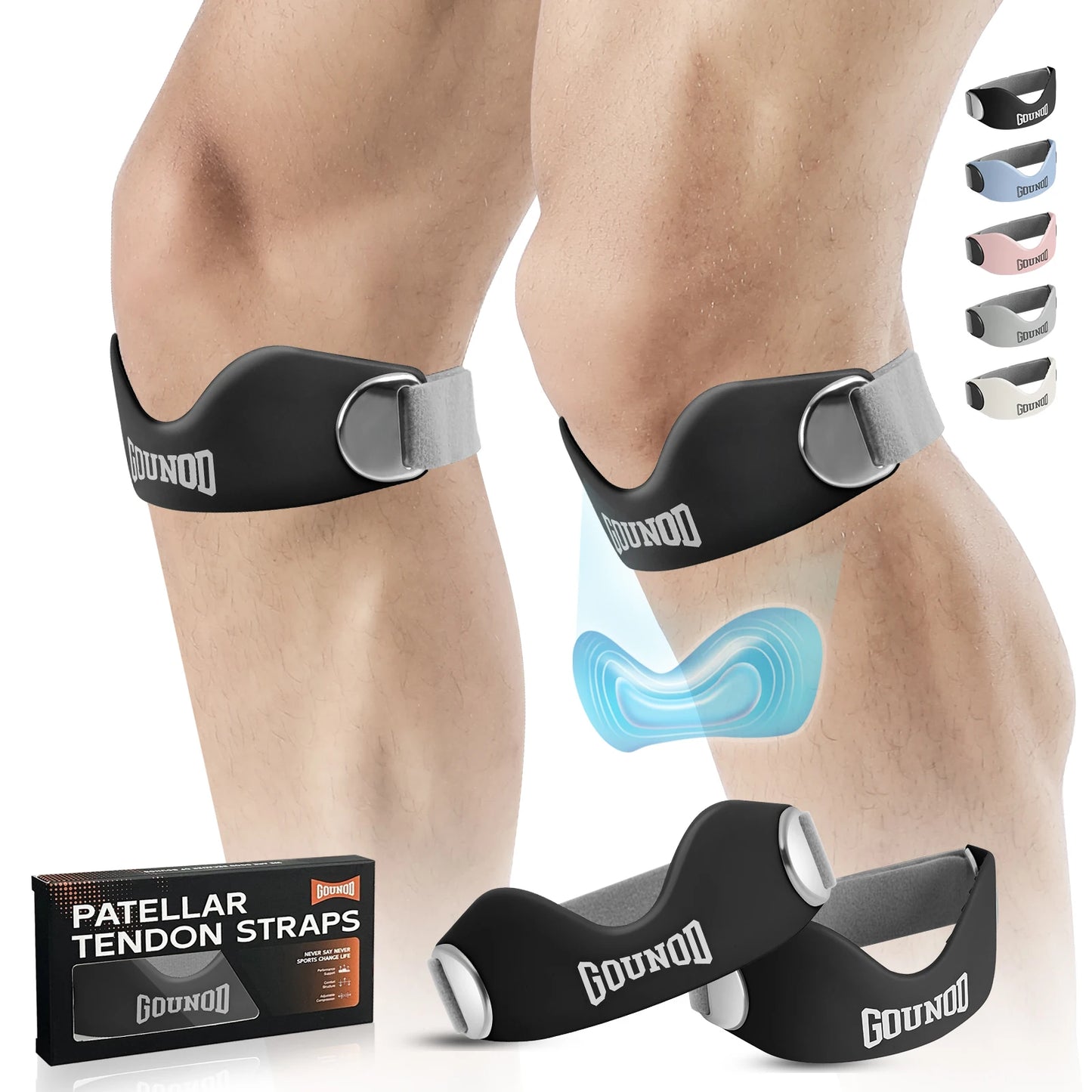 Patellar Tendon Strap – Gounod Silicone Knee Support for Pain Relief
