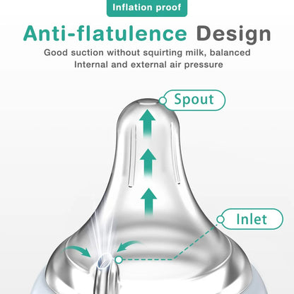 Anti-Flatulence Glass Baby Feeding Bottle for Newborns