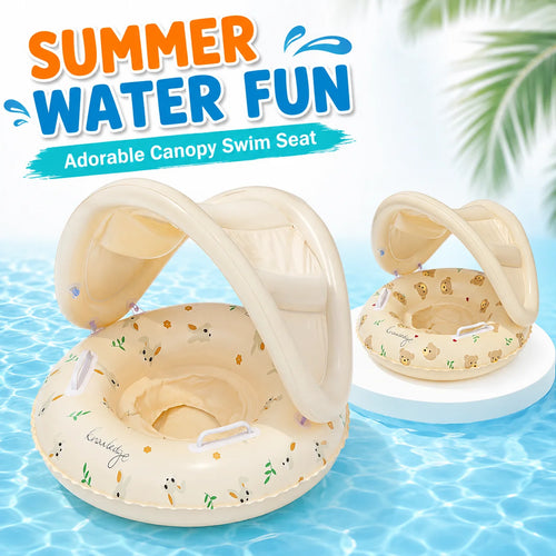 Baby Swim Ring with Detachable Sun Canopy – Infant Pool Float