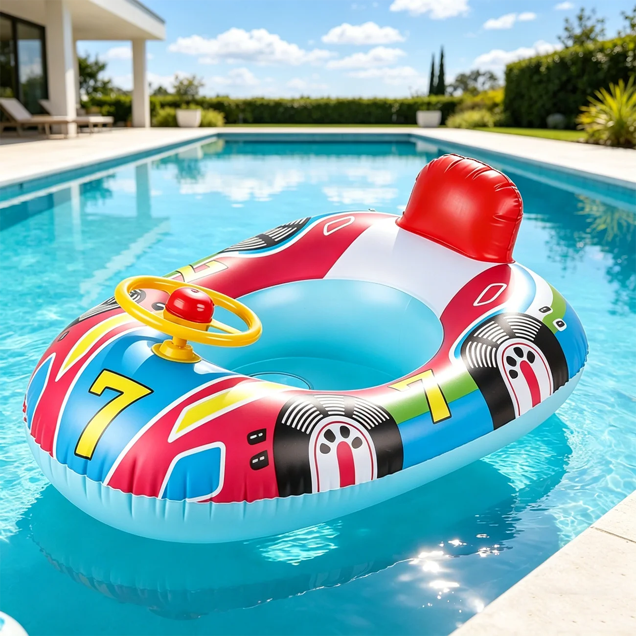 Inflatable Steering Wheel Pool Float Seat Ring