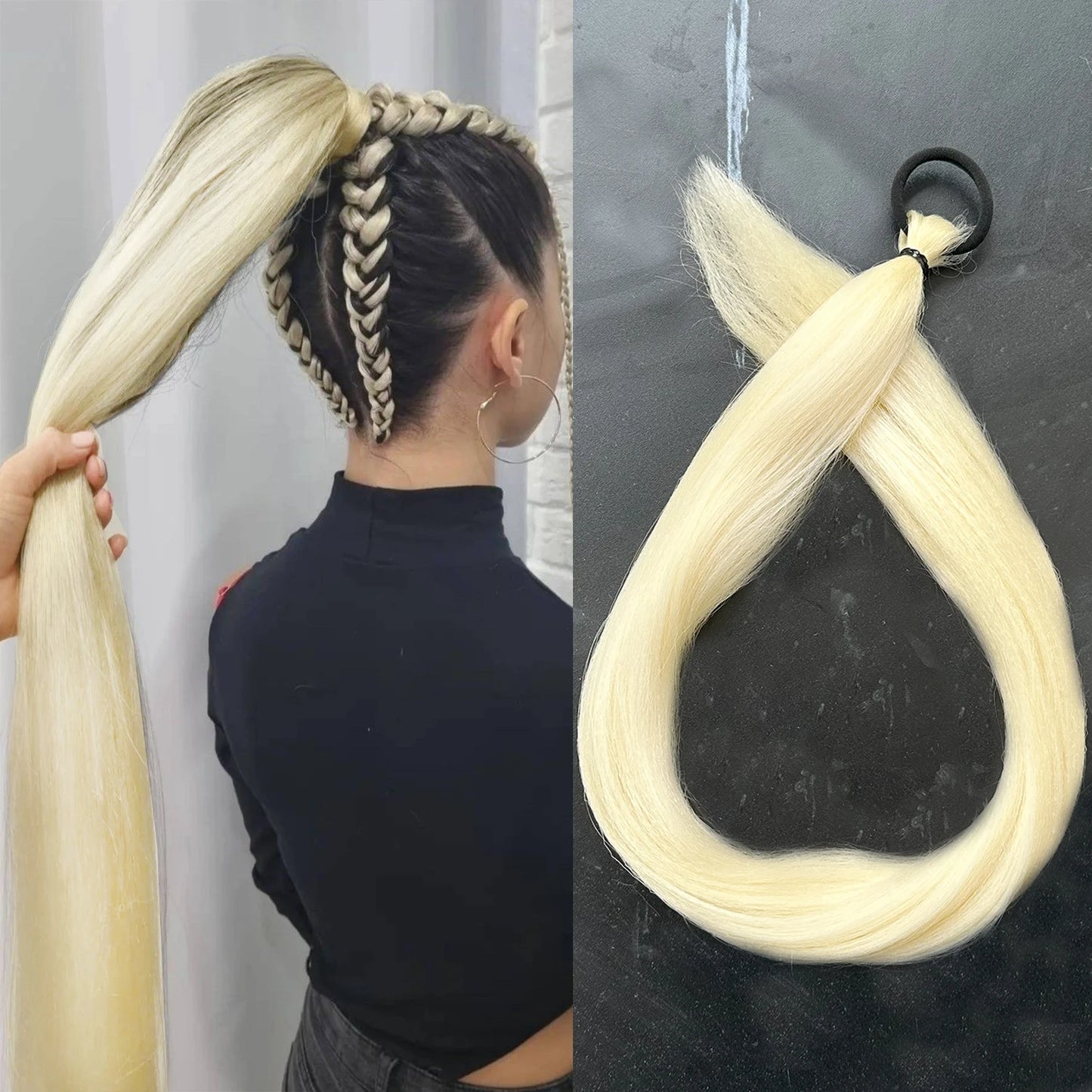 28-Inch Synthetic Straight Ponytail – DIY Braided Hair Extension