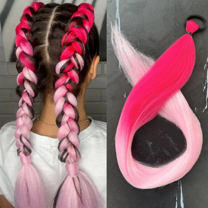 28-Inch Synthetic Straight Ponytail – DIY Braided Hair Extension