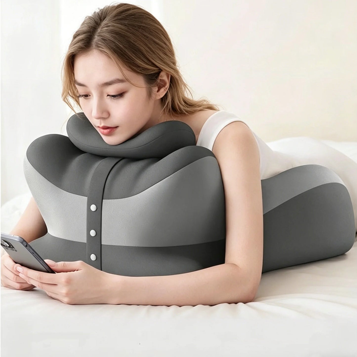 Multifunctional Memory Foam Reading Pillow with Removable Headrest