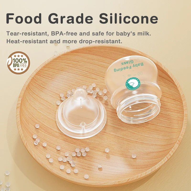 Anti-Flatulence Glass Baby Feeding Bottle for Newborns