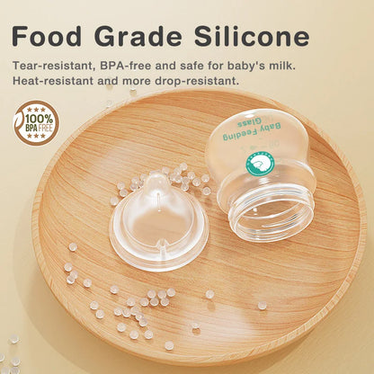 Anti-Flatulence Glass Baby Feeding Bottle for Newborns