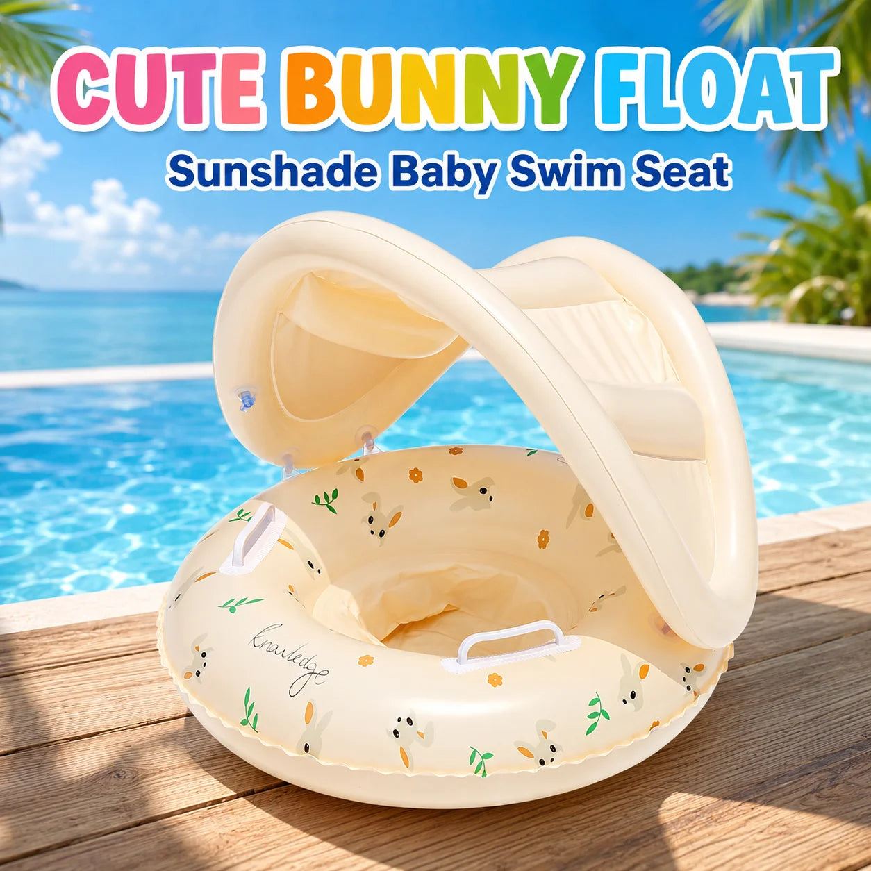 Baby Swim Ring with Detachable Sun Canopy – Infant Pool Float