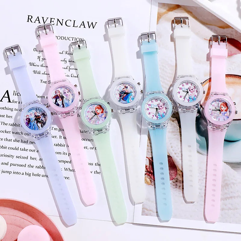 Kids Light-Up Watch Disney Frozen Elsa Girls Silicone Strap
