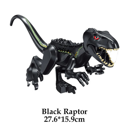 Jurassic Dinosaur Building Blocks Figures – T-Rex Raptor Triceratops MOC Models