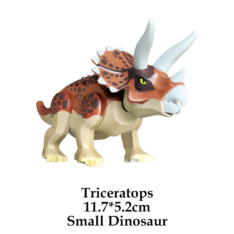 Jurassic Dinosaur Building Blocks Figures – T-Rex Raptor Triceratops MOC Models