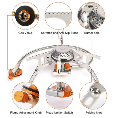 Portable Camping Gas Stove – Outdoor Backpacking Burner with Strong Flame