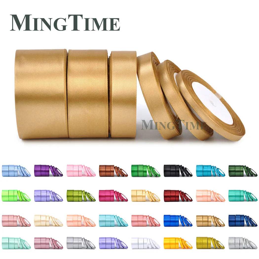 Satin Ribbon 25 Yards – 6mm to 50mm Wide, Multiple Colors