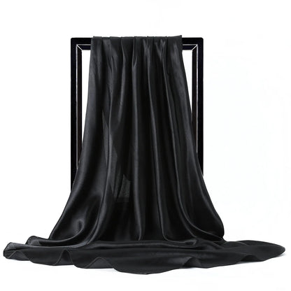 Satin Silk Scarf for Women – Solid Color Shawl & Hijab Wrap