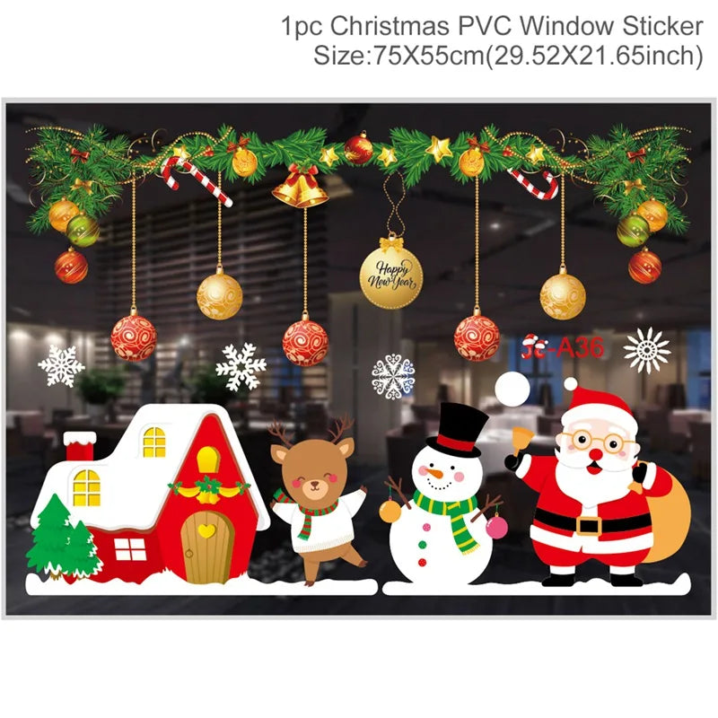 Christmas Window Wall Stickers – Festive PVC Decals