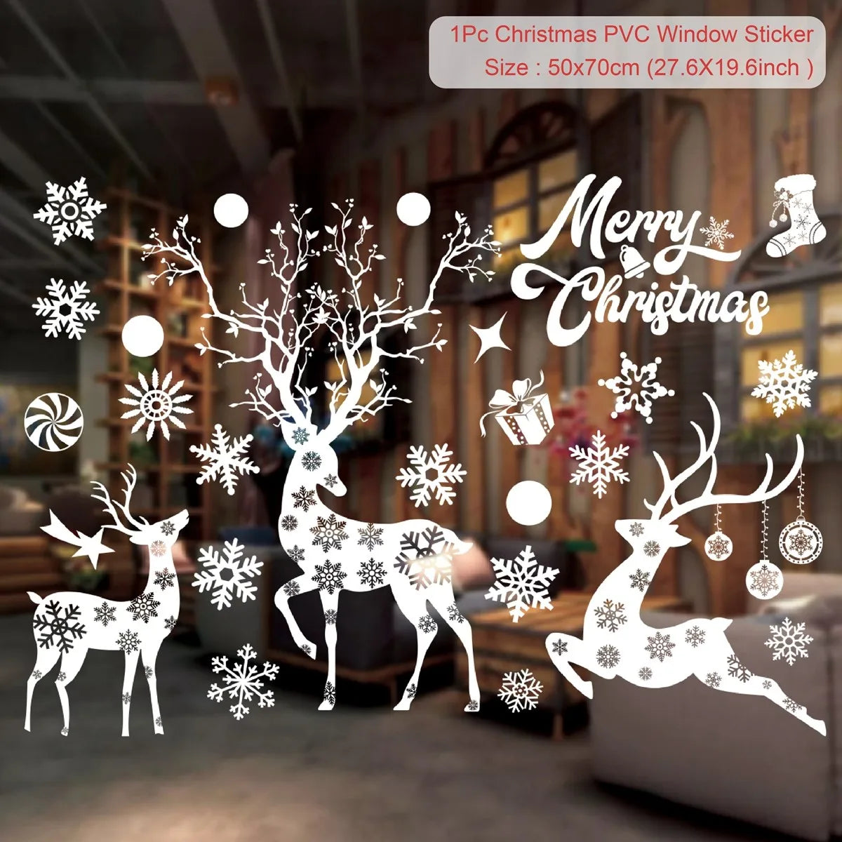 Christmas Window Wall Stickers – Festive PVC Decals