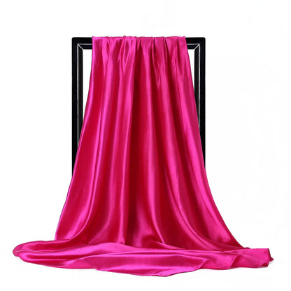 Satin Silk Scarf for Women – Solid Color Shawl & Hijab Wrap