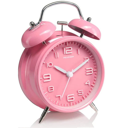 Twin Bell Alarm Clock – 4-Inch Loud Metal Desk Clock with Backlight & 3D Dial