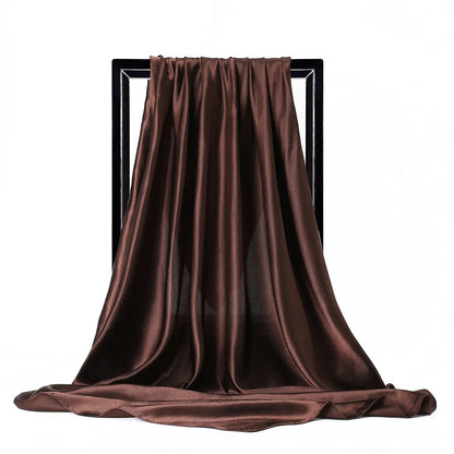 Satin Silk Scarf for Women – Solid Color Shawl & Hijab Wrap