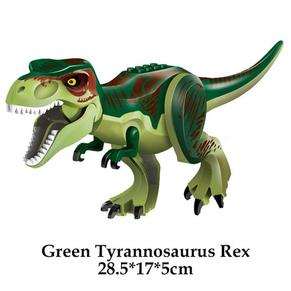 Jurassic Dinosaur Building Blocks Figures – T-Rex Raptor Triceratops MOC Models