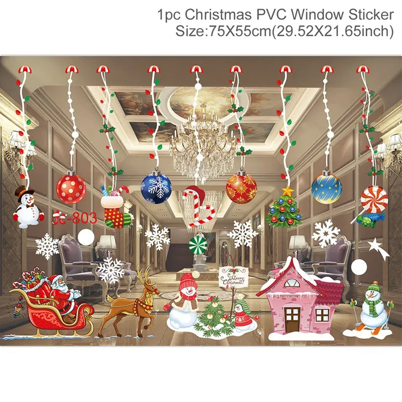 Christmas Window Wall Stickers – Festive PVC Decals
