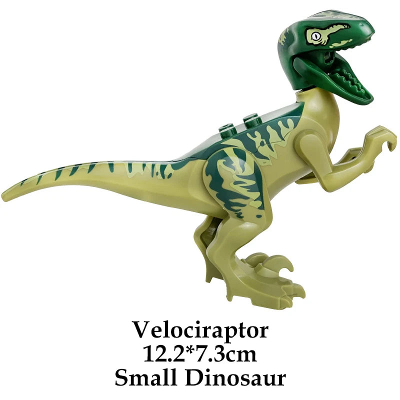 Jurassic Dinosaur Building Blocks Figures – T-Rex Raptor Triceratops MOC Models