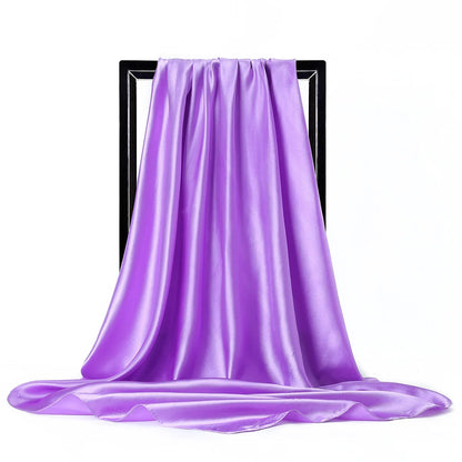 Satin Silk Scarf for Women – Solid Color Shawl & Hijab Wrap