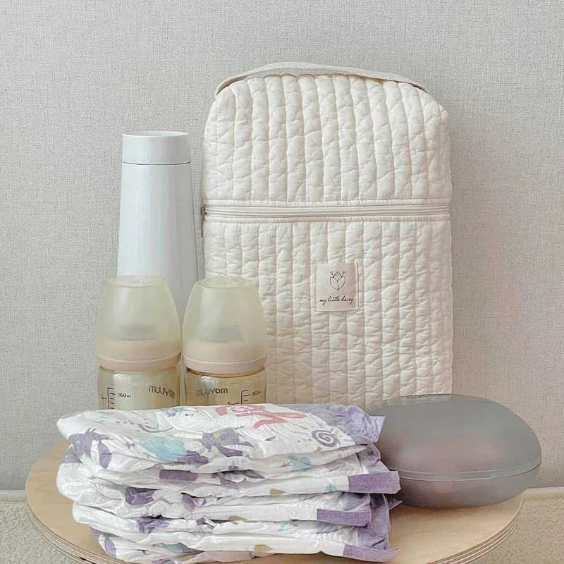 Quilted Cotton Diaper Bag Korean Style Mom Pouch