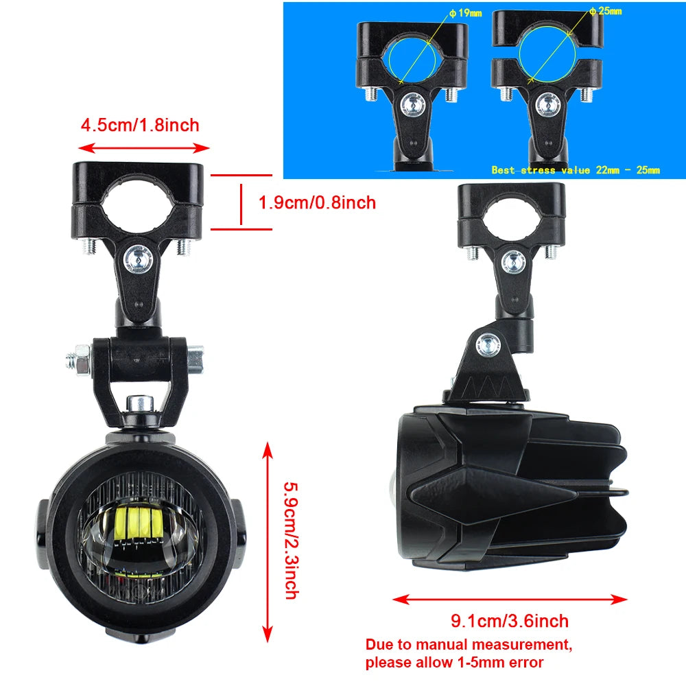 Motorcycle LED Fog Lights 40W 6000K Auxiliary Driving Lights for BMW R1200GS F800GS F700GS F650