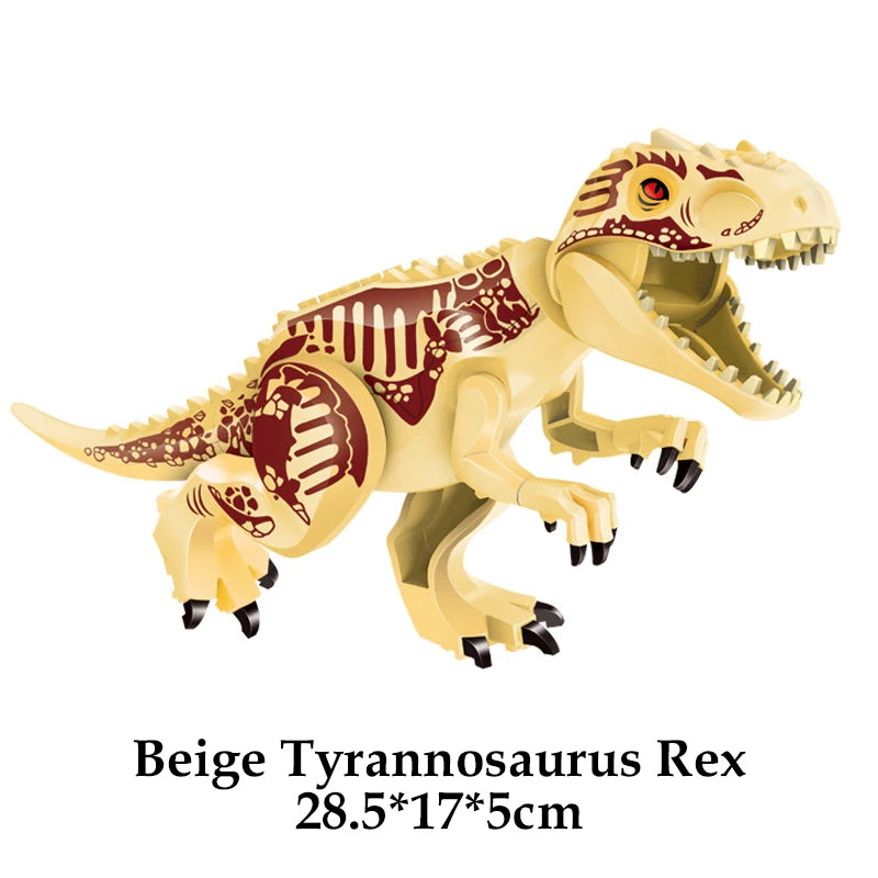 Jurassic Dinosaur Building Blocks Figures – T-Rex Raptor Triceratops MOC Models