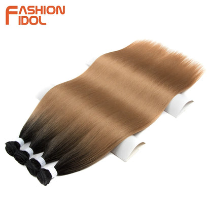 Bone Straight Synthetic Hair Extensions Bundles 24-36 Inch