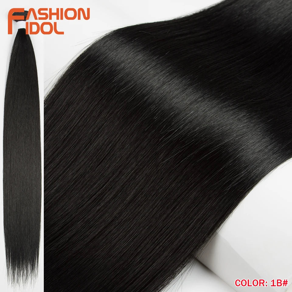 Bone Straight Synthetic Hair Extensions Bundles 24-36 Inch